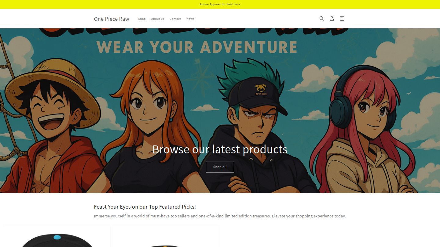 One Piece Raw - Anime apparel e-commerce website